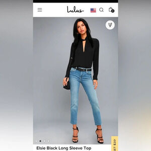 Lulus Elsie Black Long Sleeve Top size small